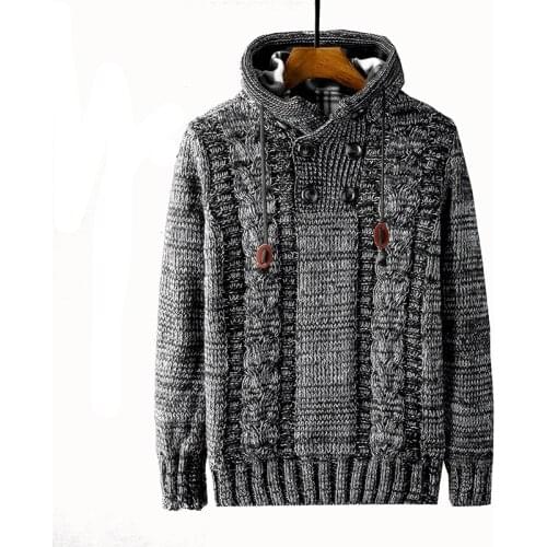 New Arrival Men Autumn Winter Hooded Pullover Coat Thick Plush Knitting Casual Computer Knitted Sweater Plus Size SMLXL2XL3XL4XL