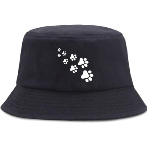 Cat Paws Print Cartoon Lovely Bucket Hats Foldable Unisex Fishermans Hat Outdoor Hip Hop Panama Caps Harajuku Sport Fishing Cap