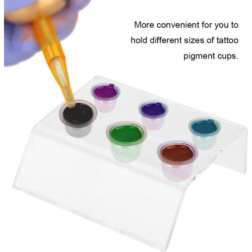 Transparent Microblading 6 Holes Tattoo Ink Cup Pigment Container Acrylic Permanent Makeup Cap Stand Holder