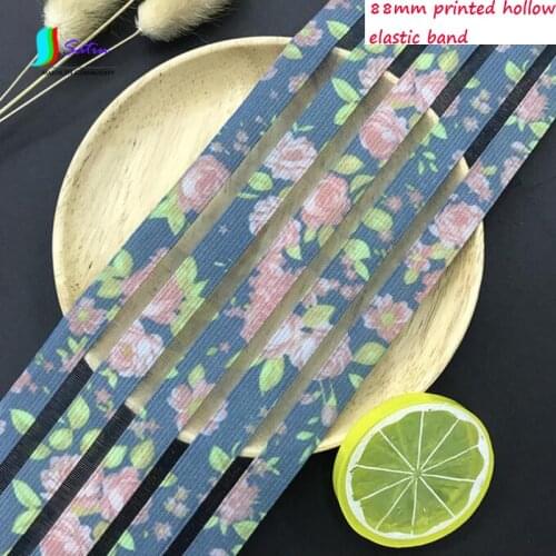 Width 88mm Blue Flower Househeld Clothes Pants Waist Edge Sew Decoraion Soft Hole Hollow Stripe Printed Elastic Band