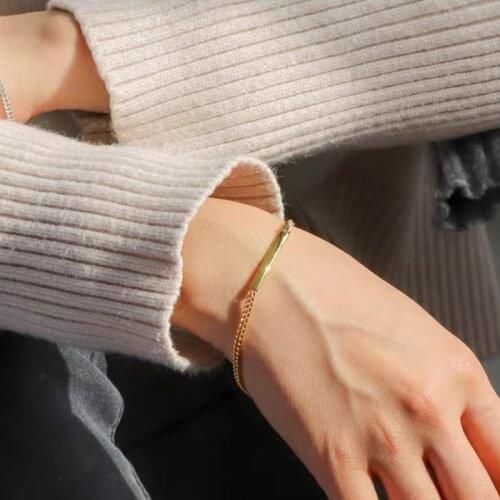 Stainless steel thick chain bar bracelet Exquisite personalized bracelet Fashion jewelry gift Exquisite gift for girlfriend