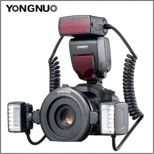 Yongnuo YN24EX E TTL Macro Flash Speedlite for Canon EOS 1Dx 5D3 6D 7D 70D 80D Cameras with 2pcs Flash Head + 4pcs Adapter Rings