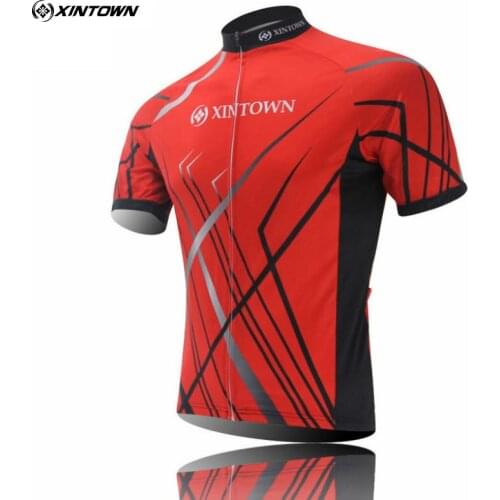 XINTOWN Team Cycling Jersey Red Top Short Sleeve Bicycle Clothing Bike Sportswear Quick Dry