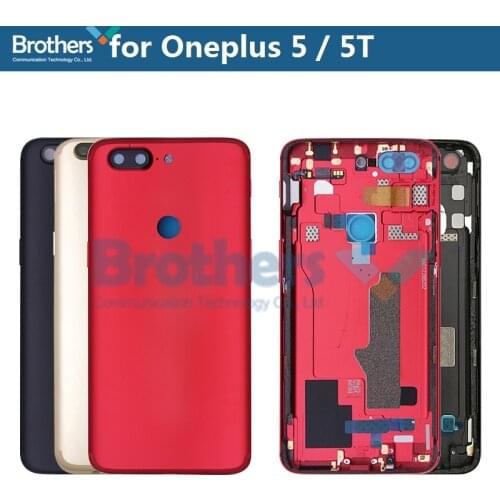 Back Cover for Oneplus 5 5T A5000 A5010 Battery Housing with Camera Glass Lens for Oneplus5T Battery Door Rear Case Replacement