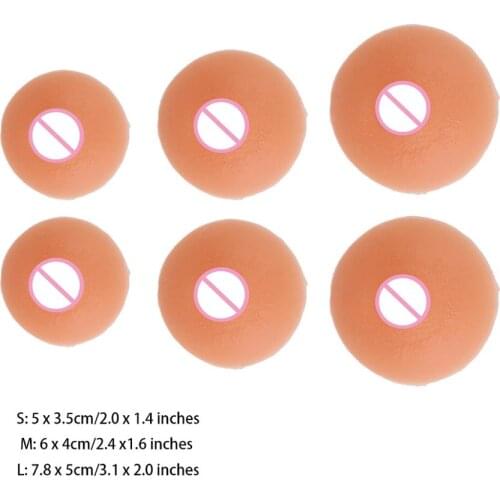 1 Pair Self-Suction Washable Reusable Tailorable Breast Silicone Invisible Nipples Stickers for Breast Form Crossdresser Cosplay