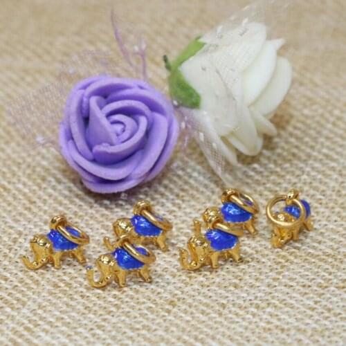 Smart 10pcs fashion elephant shape gold-color cloisonne accessories 8*10mm enamel spacers beads hot sale jewelry findings B2480