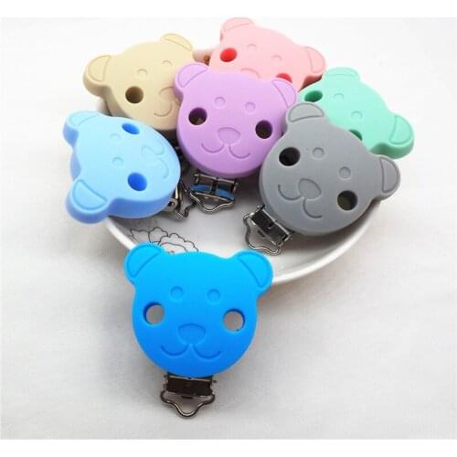 Chengkai 10pcs Silicone Teether Clips DIY Baby Pacifier Round Bear Flower Dinosaur Butterfly Nursing Dummy Draft Toy Clips