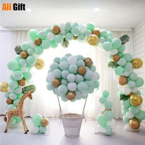 120PcsGreen Macaron Metal Balloon Garland Arched Wedding Birthday Balloon Decoration Party Balloons for Kids Baby Shower