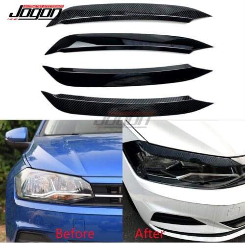 2pcs/set ABS Trim For Volkswagen Polo MK6 2019+ Car Headlights Eyebrow Eyelids Stickers Cover Accessories Styling