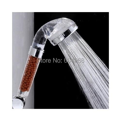 2PCS/Lot Free Shipping Tourmaline SPA Anion Hand Held Bathroom Shower Head Filter Pressurize Saving Water