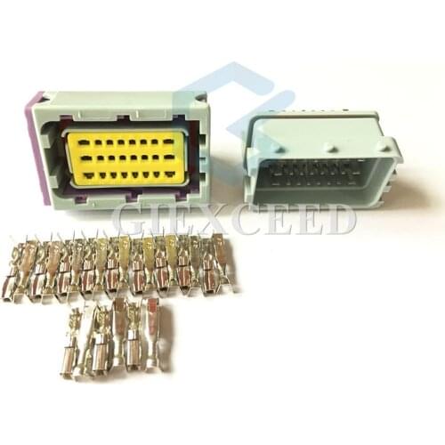 24 Pin FCI HCCPHPE24BKA90F Automotive ECU Connector PCB Socket Grey Plug For Cars Auto Parts