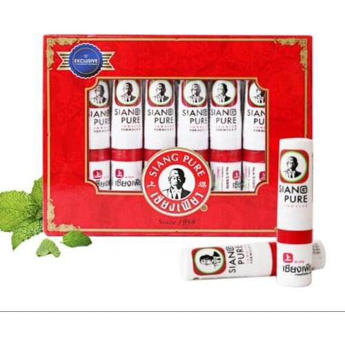 6pcs Thailand SIANG Mint Cylinder Nasal Inhaler Refresh Brain Anti Fatigue Cure Stuffy Nose Rhinitis Aspirator headache Relief