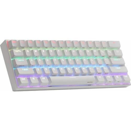 61 Keys PBT Keycaps 60% Wired/Wireless RGB Backlit Programmable Mechanical Keyboard Custom Keypad White (Kailh BOX White Switch)