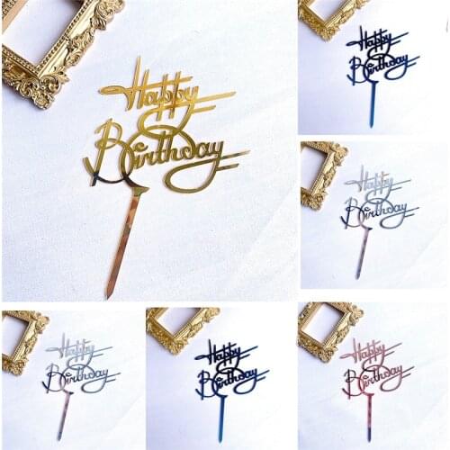 Acrylic Letter Cake Topper Creative Happy Birthday Party Dessert Decoration for Baby Shower Baking Supplies