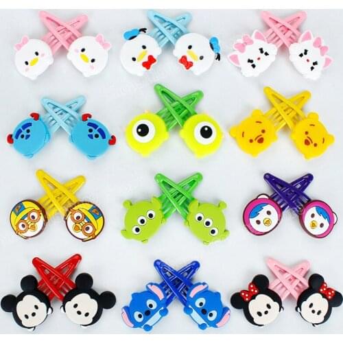 Disney Series Hair Clips Girl Hair Accessories Mickey Minnie Hairclip Stitch Claw Marry Cat Bows Winnie The Pooh Kawaii Hair Pin