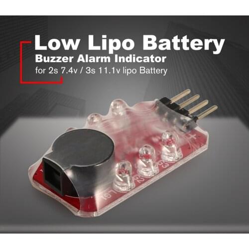 Bass Lipo Battery LED Voltage Meter Tester Alarm Indicator Buzzer Single Loudspeaker for 2s 7.4 v / 3 s 11.1v Lipo Battery