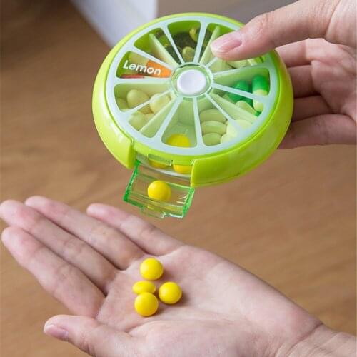 Weekly Medicine Dispenser Box Pill Case Pills Container with 7 Lattices Rotating Type Drug Organizer Storage Splitters Pillbox
