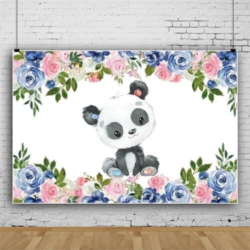 Cartoon Cute Panda Flowers Theme Background Baby Show Party Decoration Photography Photos Kids Birthday Newborn Bathing Backdrop