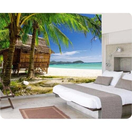 Photo wall paper High quality 3d wallpaper HD palm beach seascape style living room sofa summer large wall mural wallpaper