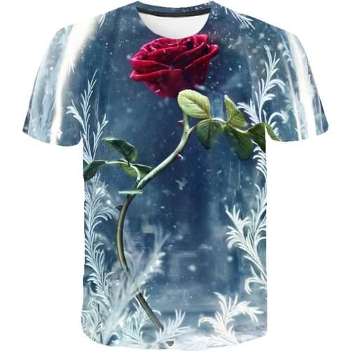 Tulip Rose Flower Mens Streetwear New Summer 3D Print Men Fashion Harajuku t-Shirt Funny Hip-hop Casual Tops S-6XL