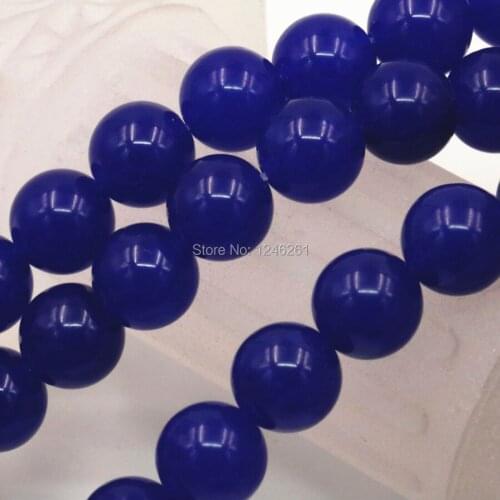 4 6 8 10 12 14mm DarkBlue Chalcedony Stone Accessory Parts Diy Jewelry Making Girls Christmas Gifts Round Beads Crystal 15inch