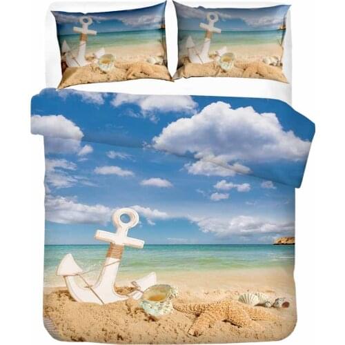 Anchor On The Beach Bedding Set Starfish Shell Duvet Cover Sets Comforter Bed Linen Twin Queen King Single Size Dropshipping