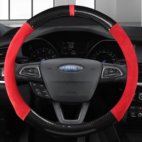 Carbon Fiber Leather Car Steering Wheel Cover Anti-slip for Ford Focus 2 3 MK1 MK2 MK3 Auto Interior Accessories