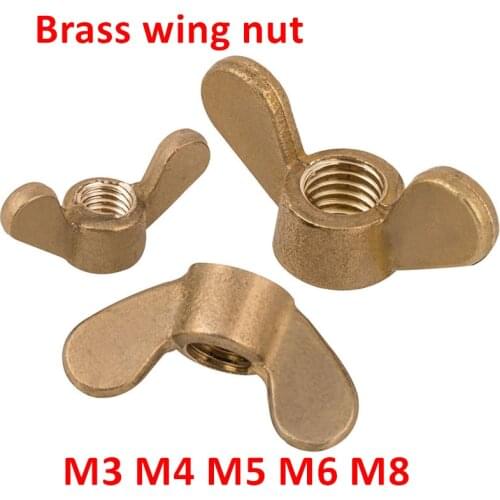 M3 M4 M5 M6 M8 M10 M12 DIN315 Brass Wing Nuts Copper Hand Tighten Butterfly Nut Ingot Two Claw Nuts