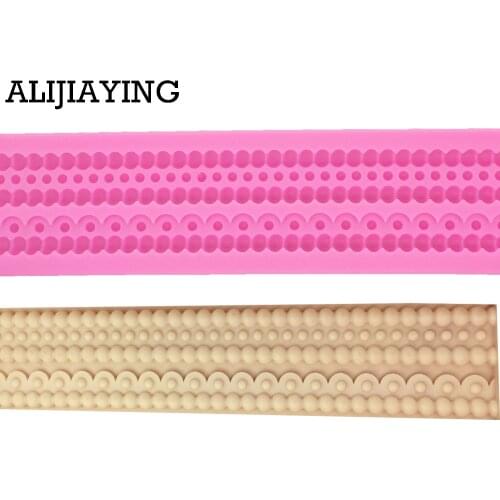 M1179 Hemp Rope Pearl Fondant Cake Decorating Tools Wedding Cake Border Silicone Mold Chocolate Molds baking accessories