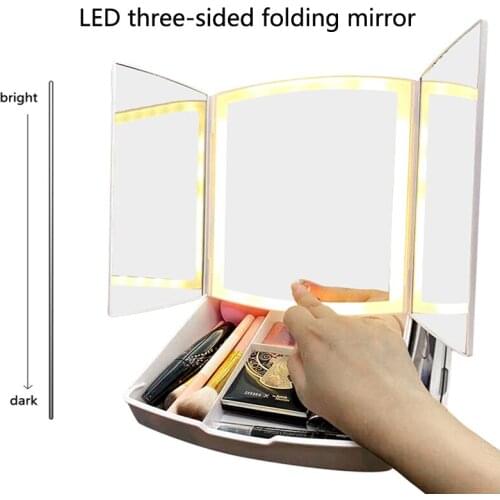 Multifunctional Vanity Mirror With Storage Sox Led Vanity Mirror Portable 3 Side Folding Mirror Desktop Single Side Mirror