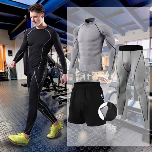 Men Sportswear Compression Sport Suits Running Sets Clothing Sports Joggers Mens Tracksuits Gym Fitness Training Running Set