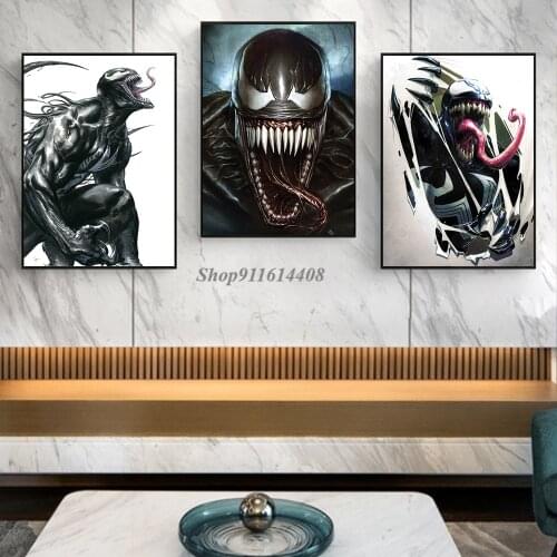 Wall Decor Pictures for Living Room Decor Marvel Movie Posters and Prints Art Wall Art Canvas Painting Black Alien Venom Terror