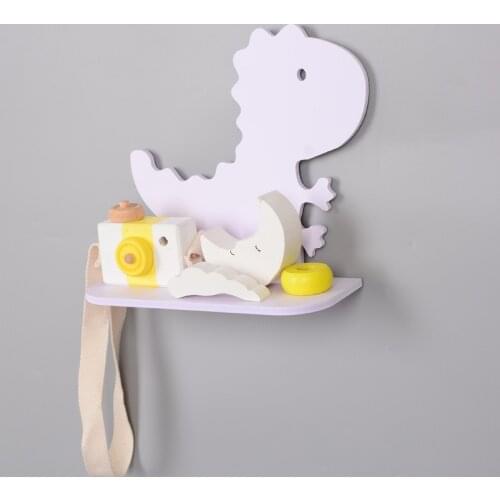 Wall Decor PVC material Dinosaur Shelf Rack Clapboard Animal Wall Shelves Wooden Wall Hanger for Children Room Decoration