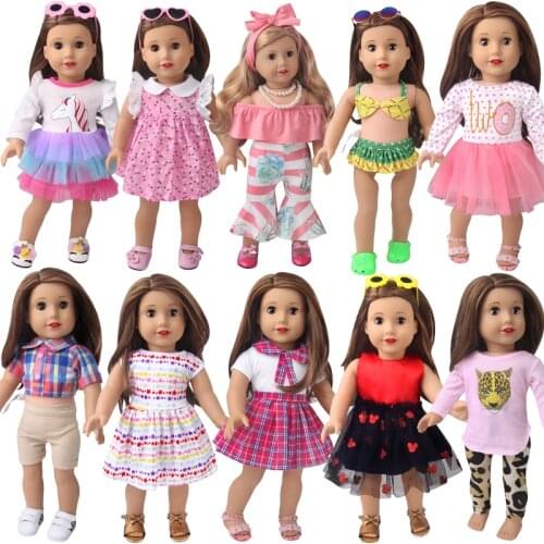 2021 New Unicorn Pineapple Swimsuit Plaid Doll Clothes Fit 18inch Doll & 43cm Baby New Born Doll clothes For Baby Birthday Gift