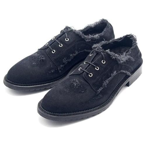 New Denim Fabric point toe Mens Fashion black Breathable Sneakers Outdoor Sport Shoes lace up Running Shoes Mens Trainers