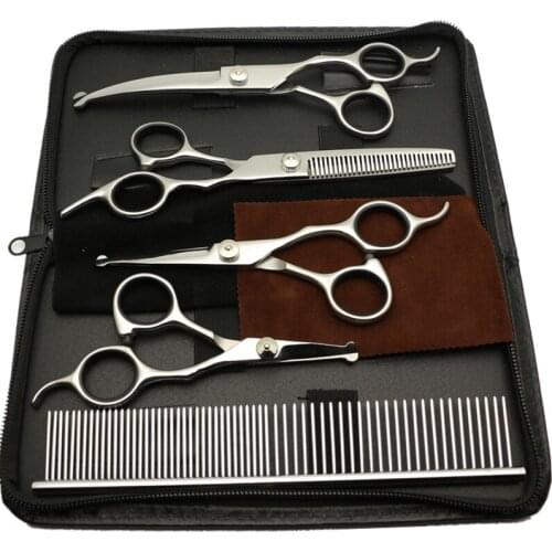 Round head pet hair scissors curved tooth 4.5-6.5 "pet grooming safety set shear cat dog tools