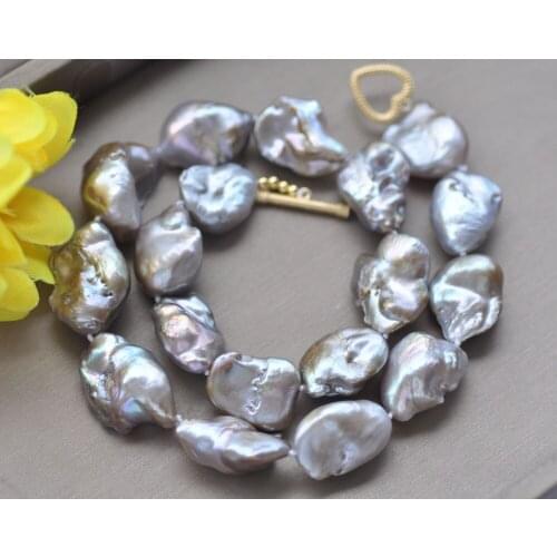 Z10920 17" 24mm Nautral Purple Baroque Keshi Reborn Pearl Necklace