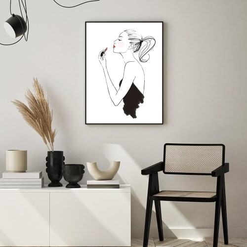 Boho Poster Sunglasses Women Canvas Painting Nordic Lipstick ArtPrint Modern Black White Wall Picture for Living Room Home Decor