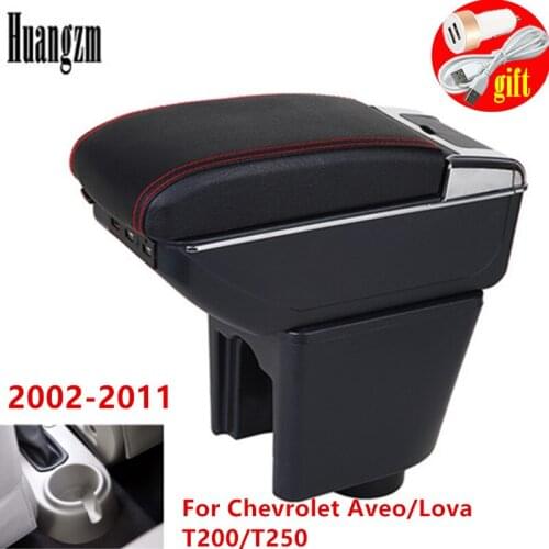 Armrest For Chevrolet Aveo/Lova T200/T250 2002-2011 Dual Layer Rotatable Large Space Central Store Content box with Cup holder