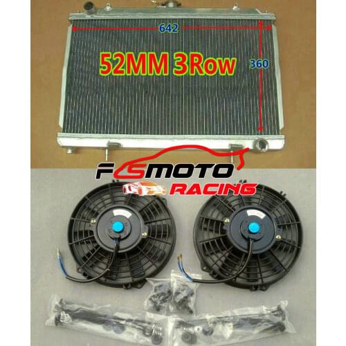 Aluminum Racing Radiator + 2*FANS For Nissan Silvia S14 S15 SR20DET 200SX 240SX Manual