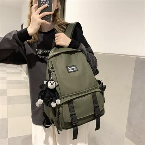 Backpack Schoolbag for Teenage Girls Insert Buckle Mochilas Coated Oxford Cloth Woman Backpack Simple Leisure Travel Backpack