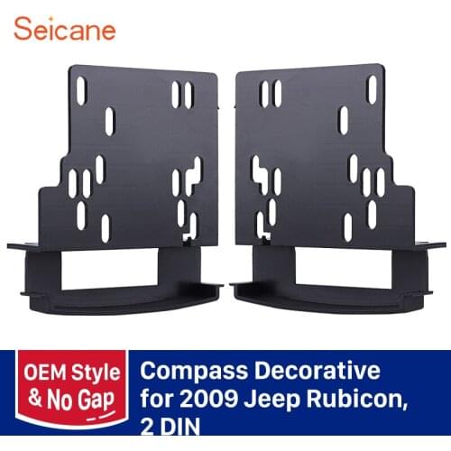 Seicane Double din Car Stereo Fascia Dashboard Panel Radio Frame for Jeep Rubicon Compass Black refitting Trim Kit 173*98mm