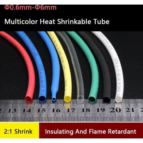 5 Meters Multicolor Heat Shrinkable Tube Φ0.6mm-Φ6mm 2:1 Shrink Polyethylene Wire Cable Insulated Sleeving Tubing