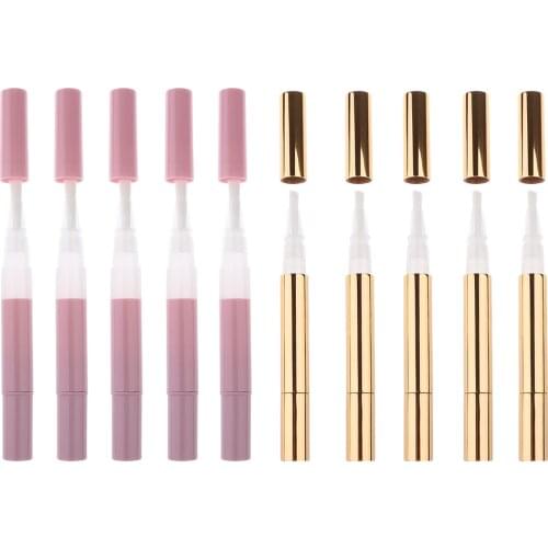 10Pcs 3ml Travel Tube Cuticle Oil Container Empty Twist Pen With Brush Uses For Filling Lip Gloss Nail Nutrition Oil
