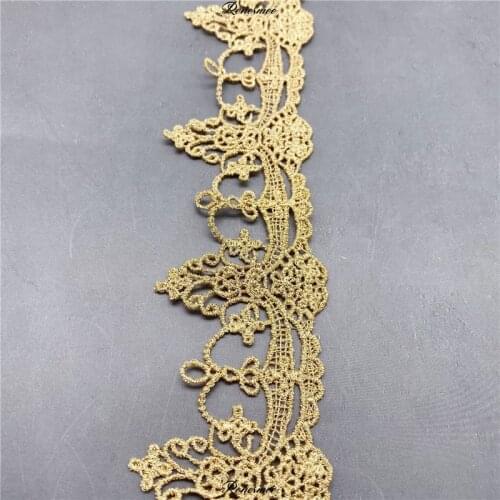 10Yards New product gold thread lace width 5CM polyester embroidery clothing accessories lace lace handmade DIY doll skirt trim