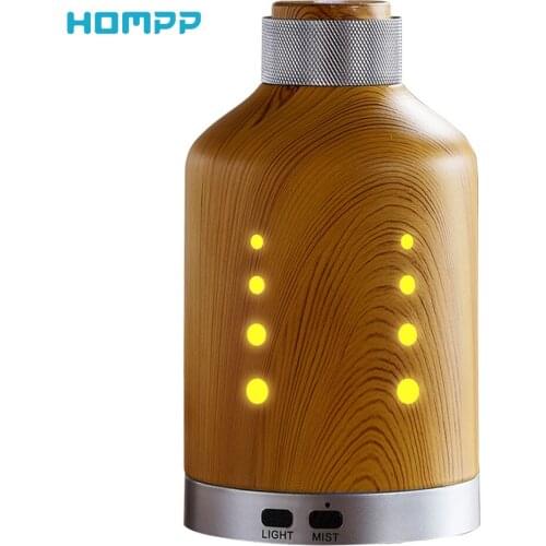 100ml Aroma Diffuser Hardware Material Wood Weave Cover Essential Oil Humidifier 7 Color Changing Lights for Baby Office Bedroom