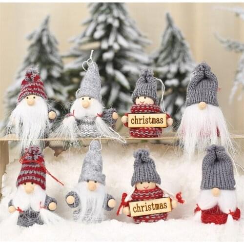 2Pcs Knitted Plush Doll Christmas Tree Pendant Ornaments Kids Xmas 2022 New Year Gift Toy Christmas Decorations for Home Navidad