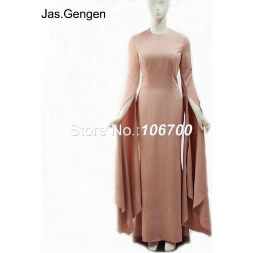 2019 New Arrival vestido noite Evening Dress Mermaid Split Long Length Sleeves Crepe Fabric Long Prom Gowns vestido festa longo