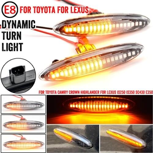 2x For Lexus IS250 IS350 SC430 For Toyota Highlander Soarer Kluger GSU 4 Dynamic Side Marker Fender Blinker Sequential LED Light