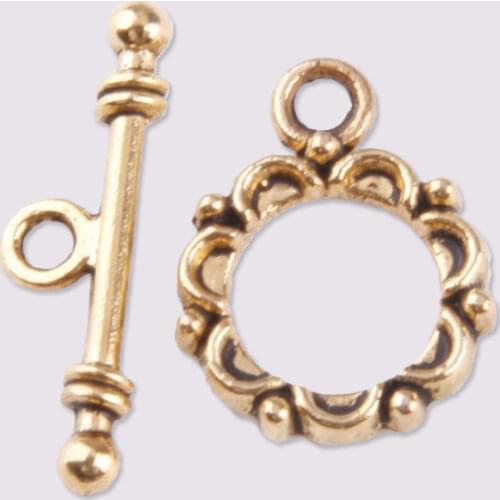 30 Sets Lacework Circle Antique Tibetan Silver Toggle Clasps for Jewelry Making Toggle Jewelry Clasps for Bracelet Necklace